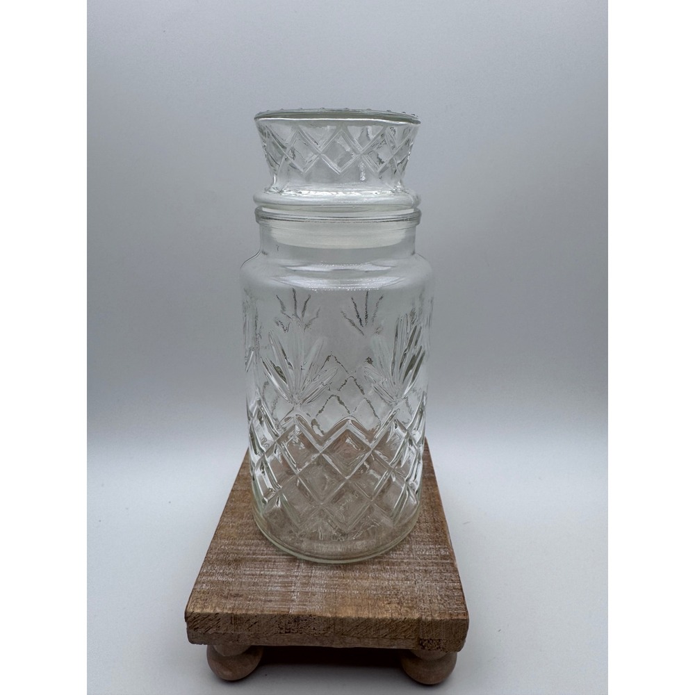 Vintage Planters Peanuts Glass Jar Mr Peanut Embossed Bottom Diamond Pattern 8in
